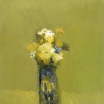 2002, Fleurs jaunes avec fleur blanche, oil on canvas, 36x29 inches