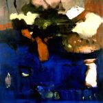 1999, Fleurs sur fond bleu, oil on canvas, 38x40 inches