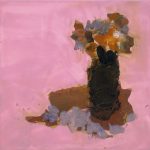 2006, Orange and Blue Flowers on Pink Ground, oil on canvas, 10x10 inches