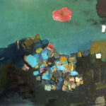 2023, Pink with Blue Clusters, oil on canvas, 48x51 inches