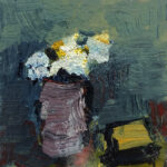 2024, Mauve Pot with Yellow Square, oil on panel, 10x10 inches